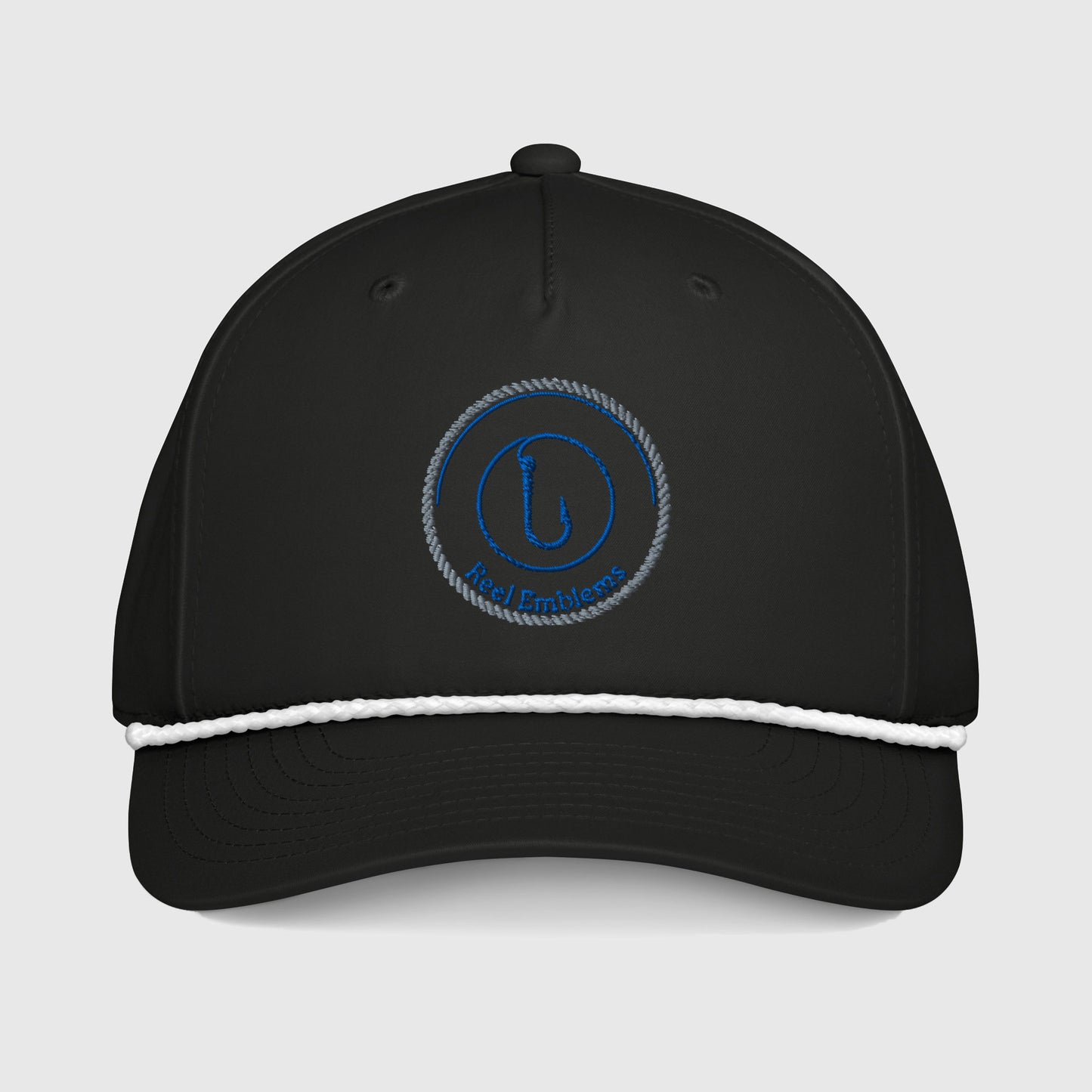 Black rope cap with Reel Emblems logo on front