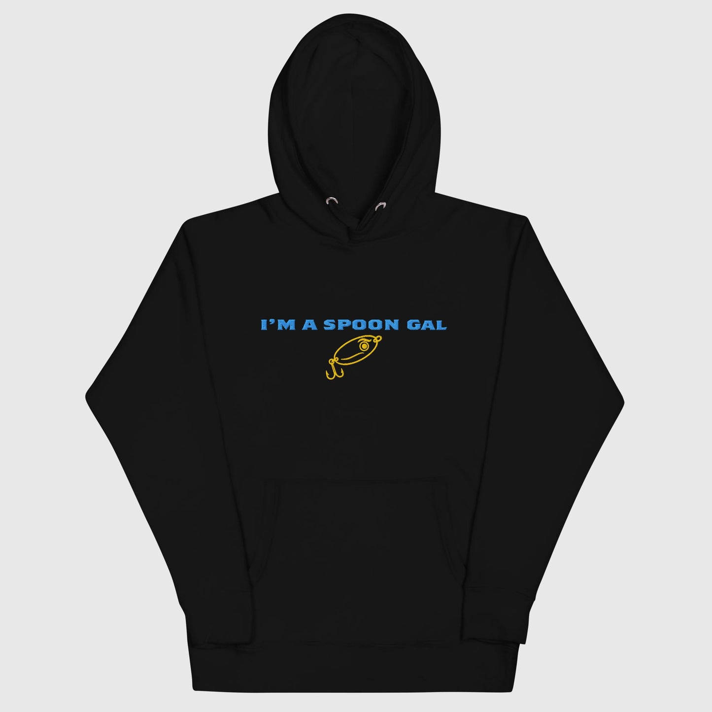 "I'm a Spoon Gal" hoodie, black, flat front