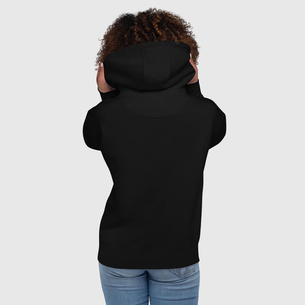 Back view of woman wearing "I'm a Spoon Gal" hoodie