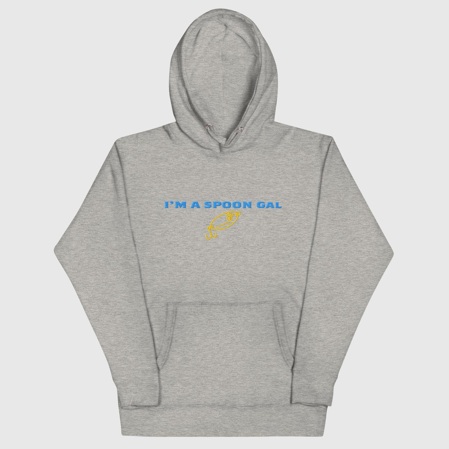 "I'm a Spoon Gal" hoodie, light gray, flat front