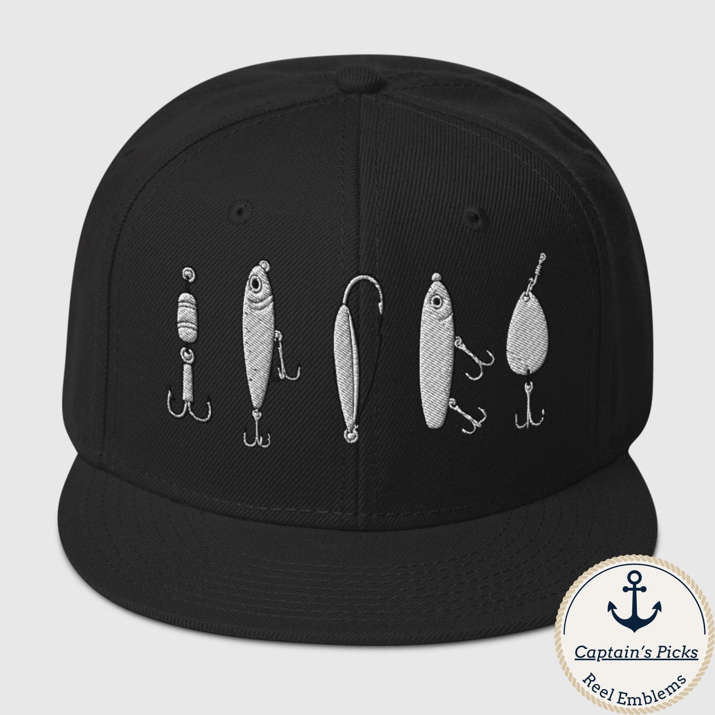Big 5 fishing lures snapback in black by Reel Emblems