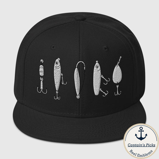 Big 5 fishing lures snapback in black by Reel Emblems
