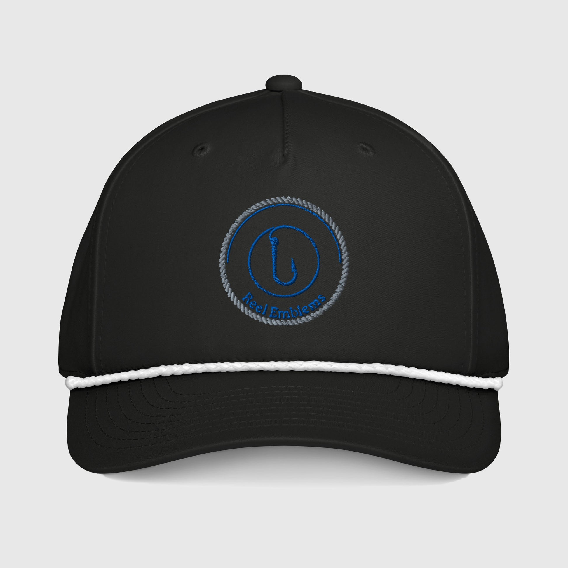 Black rope cap with Reel Emblems logo on front