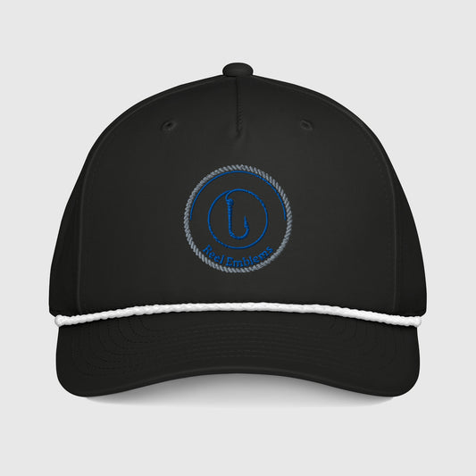 Black rope cap with Reel Emblems logo on front