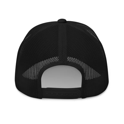 Black mesh back trucker cap with adjustable snap closure, fishing hat design. - Snook – Fish Series Trucker Cap