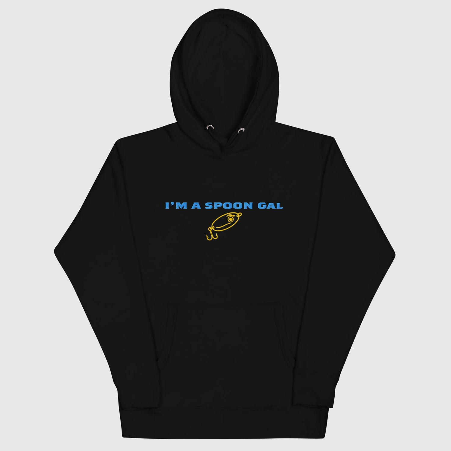 "I'm a Spoon Gal" hoodie, black, flat front